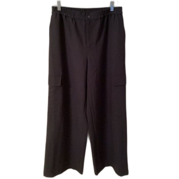 WAYF SIZE MEDIUM BLACK HIGH RISE WIDE LEG CARGO TROUSERS - Picture 1 of 9